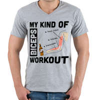 printfashion My Kind Of BICEPS Workout /w/ - Férfi V-nyakú póló - Sport szürke