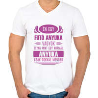 printfashion Futó anyuka - Férfi V-nyakú póló - Fehér