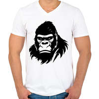 printfashion Gorilla fej - Férfi V-nyakú póló - Fehér