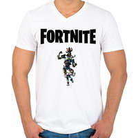 printfashion Fortnite Shadow Mecha Kitty - Férfi V-nyakú póló - Fehér