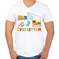 printfashion 3 ÉVES LETTEM-EGYEDI ÉVSZÁMOS - Férfi V-nyakú póló - Fehér