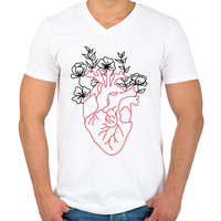 printfashion piros&fekete 1 - Férfi V-nyakú póló - Fehér