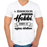 printfashion A jégkorcsolya nem csak egy hobbi - Férfi V-nyakú póló - Fehér
