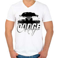 printfashion Dodge Challenger - Férfi V-nyakú póló - Fehér