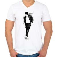 printfashion michael jackson billie jean - Férfi V-nyakú póló - Fehér