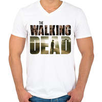printfashion The Walking Dead - Férfi V-nyakú póló - Fehér