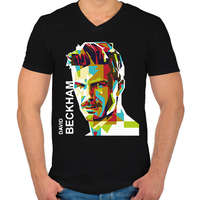 printfashion David Beckham focista - Férfi V-nyakú póló - Fekete