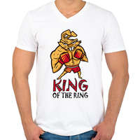 printfashion King of the ring - boxoló nyúl - Férfi V-nyakú póló - Fehér