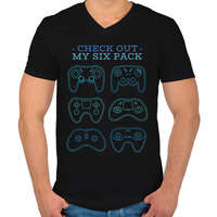 printfashion Gamer six pack - Férfi V-nyakú póló - Fekete