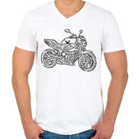 printfashion Yamaha XJ6 - Férfi V-nyakú póló - Fehér