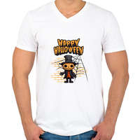 printfashion Happy Halloween tökfej - Férfi V-nyakú póló - Fehér