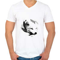 printfashion White fox - Férfi V-nyakú póló - Fehér