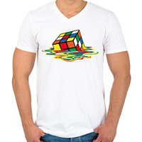 printfashion Rubic Cube - Férfi V-nyakú póló - Fehér