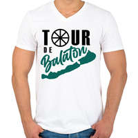 printfashion Tour de Balaton - Férfi V-nyakú póló - Fehér