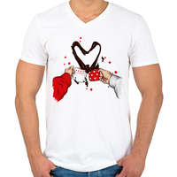 printfashion Egy bögre szerelem - Férfi V-nyakú póló - Fehér