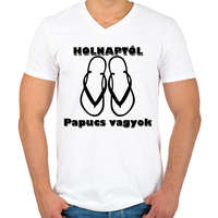 printfashion Papucs leszek holnaptól! - Férfi V-nyakú póló - Fehér
