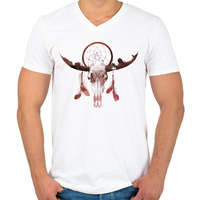 printfashion Deadly desert - Férfi V-nyakú póló - Fehér