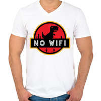 printfashion Jurassic p - No wifi - Férfi V-nyakú póló - Fehér