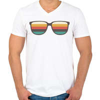 printfashion RETRO Napszemüveg - Férfi V-nyakú póló - Fehér