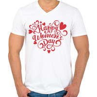 printfashion Happy Women's Day heart - Férfi V-nyakú póló - Fehér
