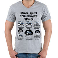printfashion Traktoros szabadidő - Férfi V-nyakú póló - Sport szürke