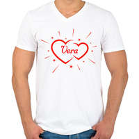 printfashion Vera - Férfi V-nyakú póló - Fehér