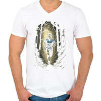 printfashion Erdei futó - Férfi V-nyakú póló - Fehér