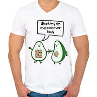 printfashion Working on my summer body - Férfi V-nyakú póló - Fehér