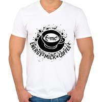 printfashion E=mc2, Energy=milkxcoffee2 - Férfi V-nyakú póló - Fehér