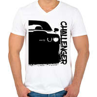 printfashion Dodge Challenger Half - Férfi V-nyakú póló - Fehér