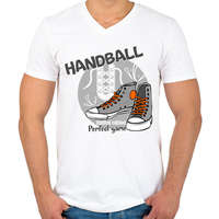 printfashion handball cipő - Férfi V-nyakú póló - Fehér