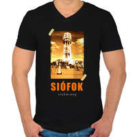 printfashion siófok-víztorony - Férfi V-nyakú póló - Fekete