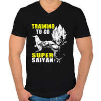 printfashion Vegeta SS final - Férfi V-nyakú póló - Fekete
