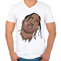 printfashion Travis Scott önkívület - Férfi V-nyakú póló - Fehér
