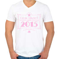 printfashion csillag-2015-pink - Férfi V-nyakú póló - Fehér