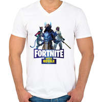printfashion Fortnite battle royale 2 - Férfi V-nyakú póló - Fehér