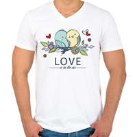 printfashion Love is in the air - Férfi V-nyakú póló - Fehér
