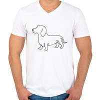 printfashion 1 vonalas tacsi fekete - Férfi V-nyakú póló - Fehér