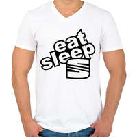 printfashion Eat Sleep Seat - Férfi V-nyakú póló - Fehér