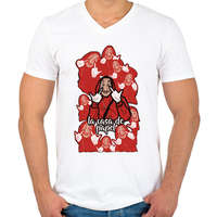 printfashion La Casa de papel art - Férfi V-nyakú póló - Fehér