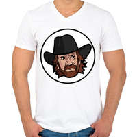 printfashion Chuck Norris - Férfi V-nyakú póló - Fehér