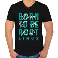 printfashion Linux rendszergazda - Férfi V-nyakú póló - Fekete