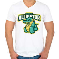 printfashion Game The Alligator - Férfi V-nyakú póló - Fehér