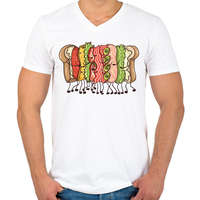 printfashion Szendvics ölelés - Férfi V-nyakú póló - Fehér