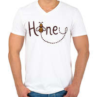 printfashion Méz - Honey - Férfi V-nyakú póló - Fehér