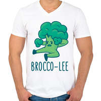 printfashion Brocco Lee - Férfi V-nyakú póló - Fehér