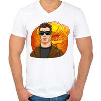 printfashion Arnold BooM Schwarzenegger - Férfi V-nyakú póló - Fehér