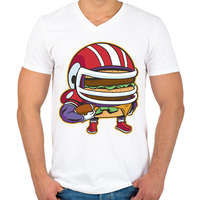 printfashion Burger amerikai focista - Férfi V-nyakú póló - Fehér