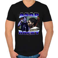 printfashion Asap Rocky - Férfi V-nyakú póló - Fekete