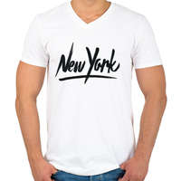 printfashion New York - Férfi V-nyakú póló - Fehér